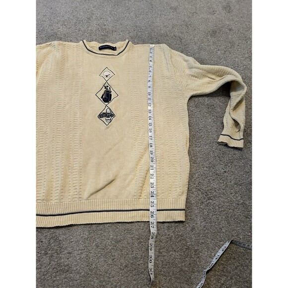 PINNACLE Yellow Crewneck Long Sleeve Cotton Sweater Men M ~Made in USA~ VTG - Picture 5 of 7